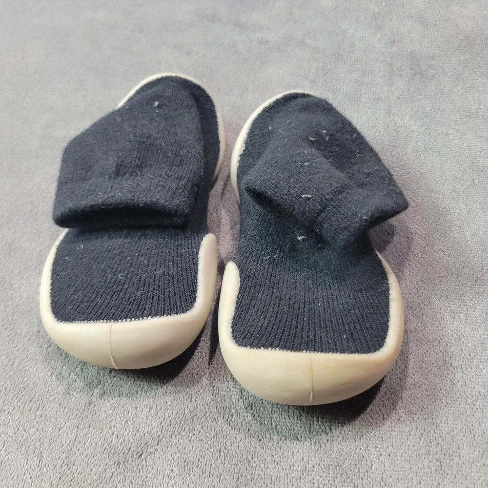 Black Knit Baby Sock‎ Shoes Non-Slip Rubber Sole Infant First Walkers 4.5 Inch